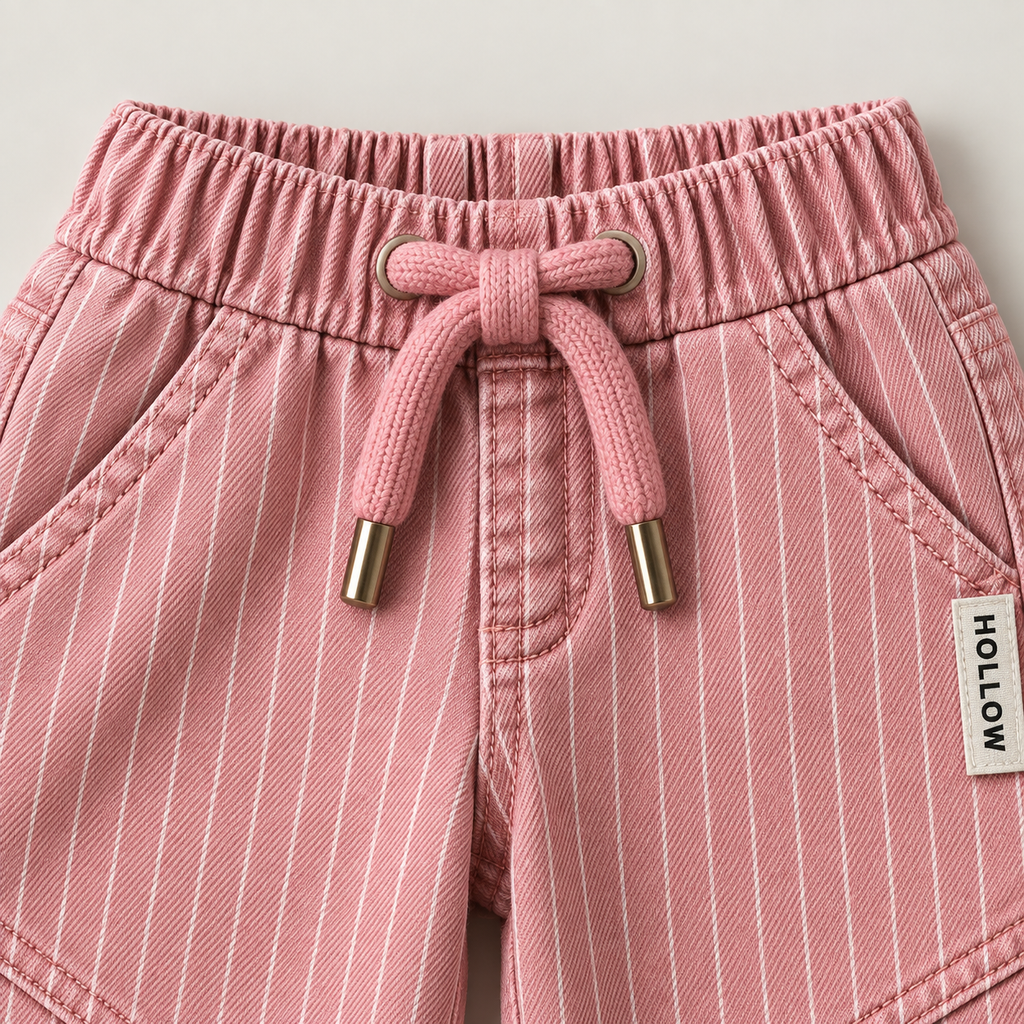 Pinstripe Denim Jogger - Pink