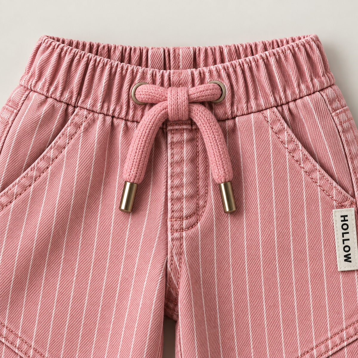 Pinstripe Denim Jogger - Pink