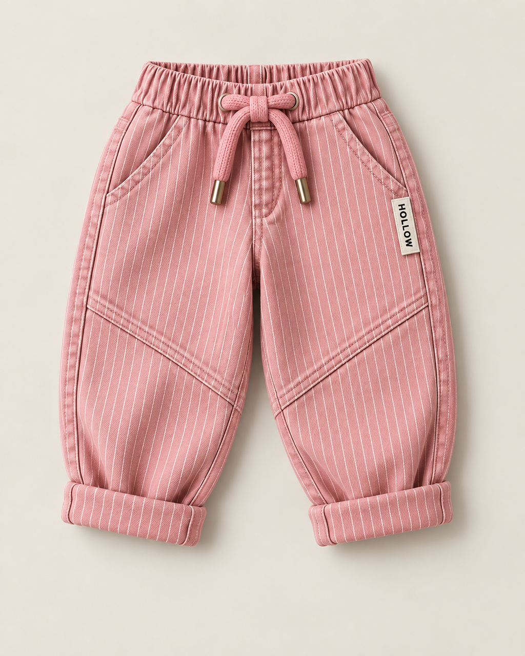 Pinstripe Denim Jogger - Pink