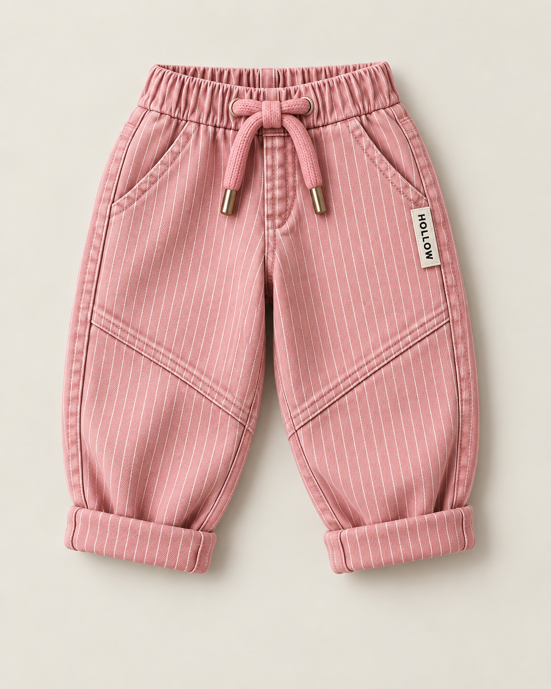 Pinstripe Denim Jogger - Pink