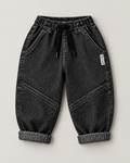 Pinstripe Denim Jogger - Black