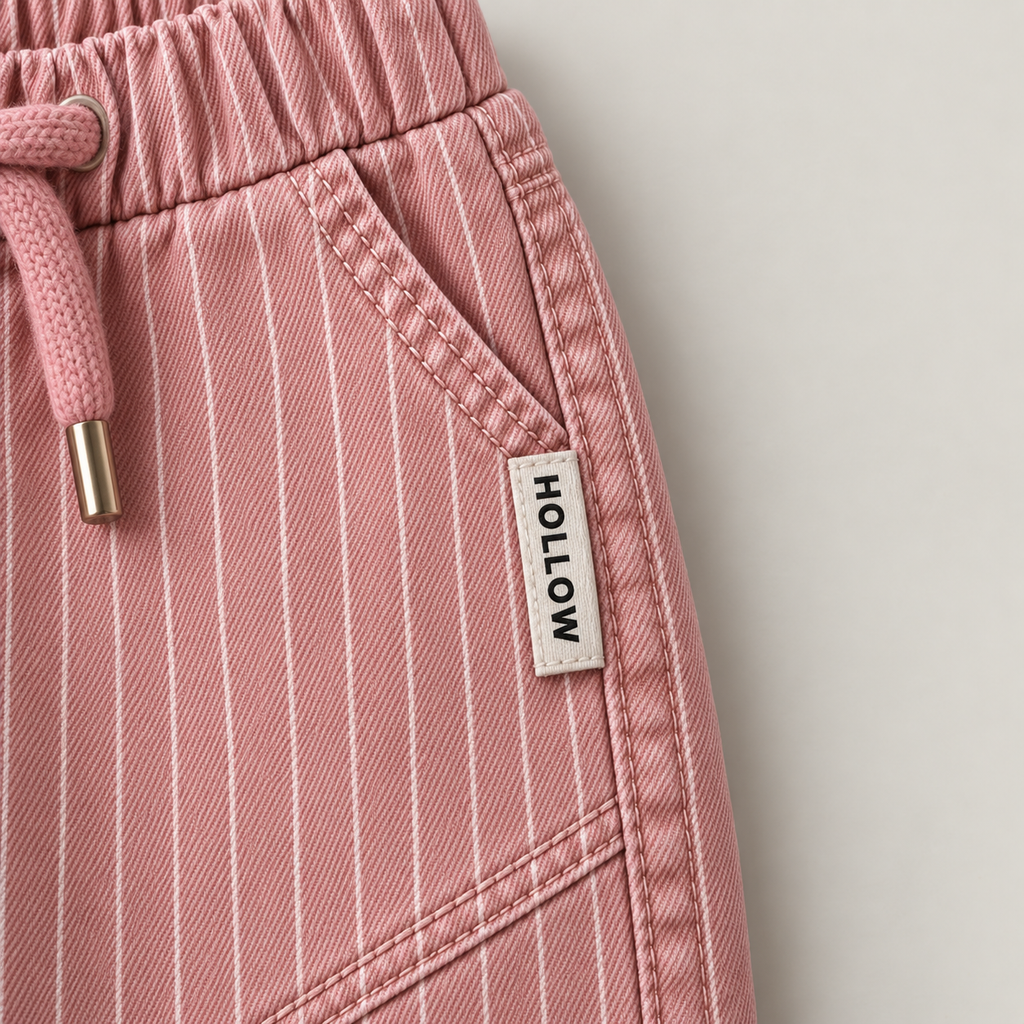 Pinstripe Denim Jogger - Pink
