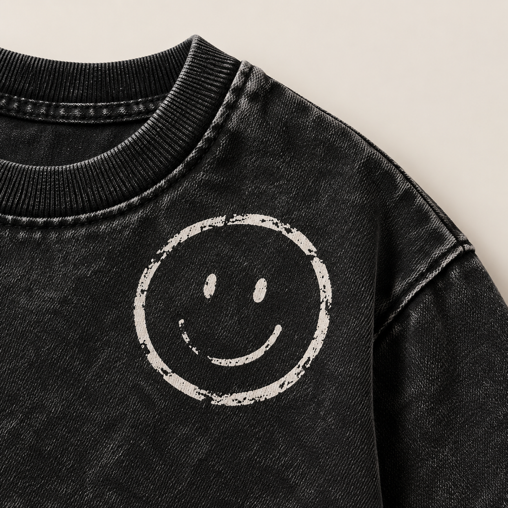 Happy Days Tee - Washed Black