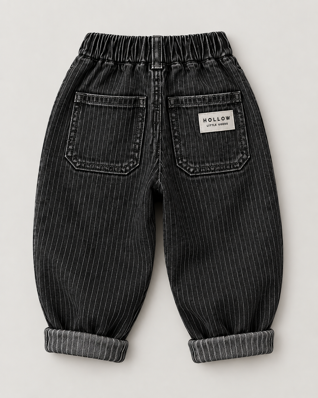 Pinstripe Denim Jogger - Black