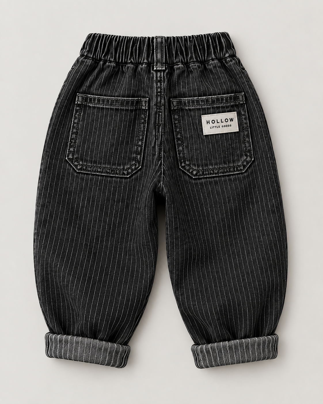Pinstripe Denim Jogger - Black
