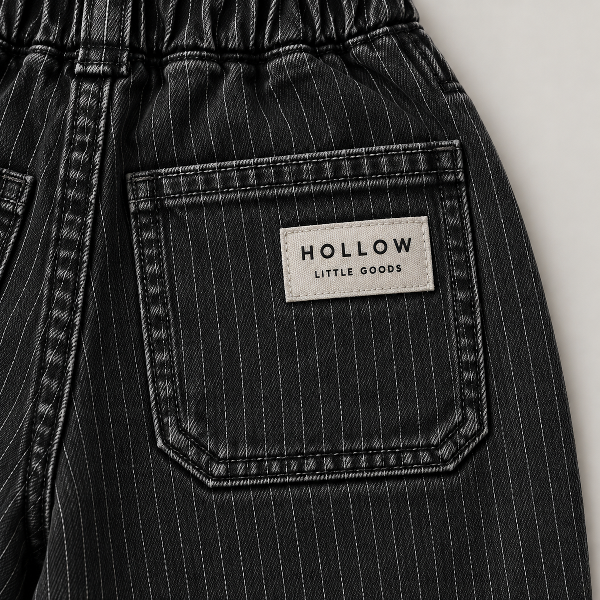 Pinstripe Denim Jogger - Black