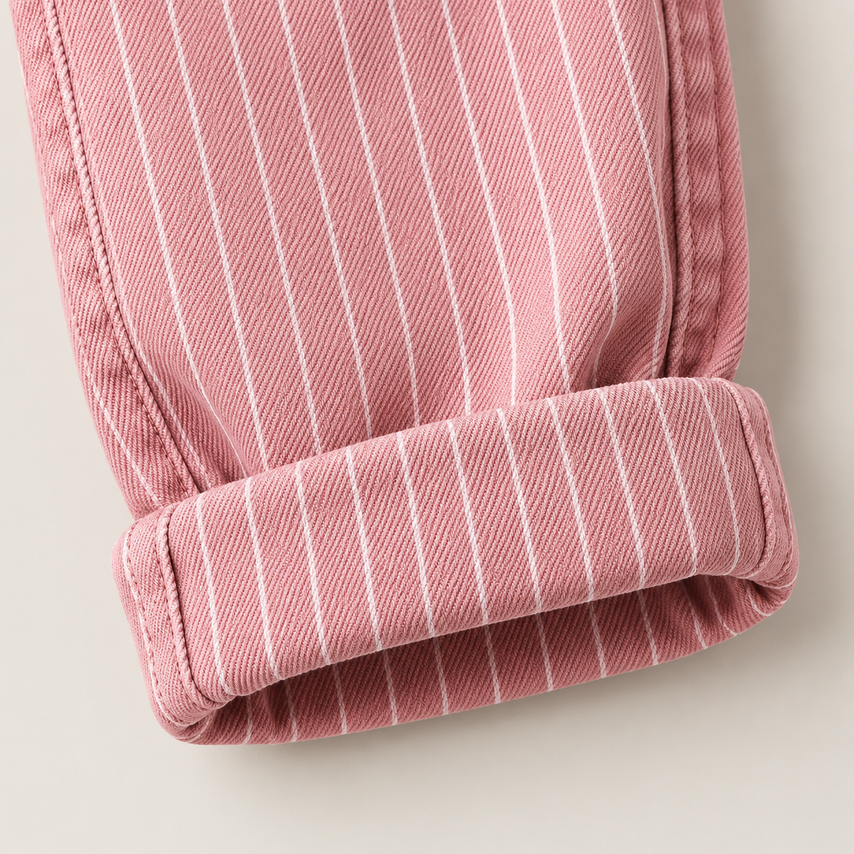 Pinstripe Denim Jogger - Pink