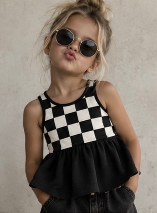 Check Peplum Tank